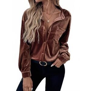NEW LOVESOFT velvet luxe shirt in brown